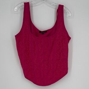 Mixed Threads Vibrant Pink Lace Corset Like Camisole 2X